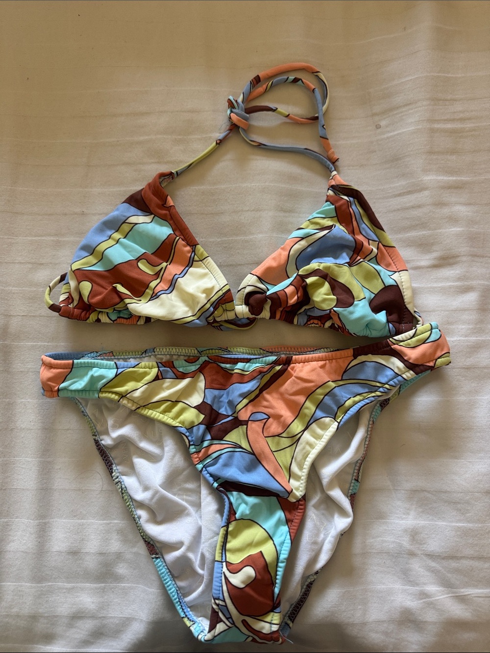 VENUS Colorful Swirl Triangle Bikini Set Bottom size 10 Top size “D”